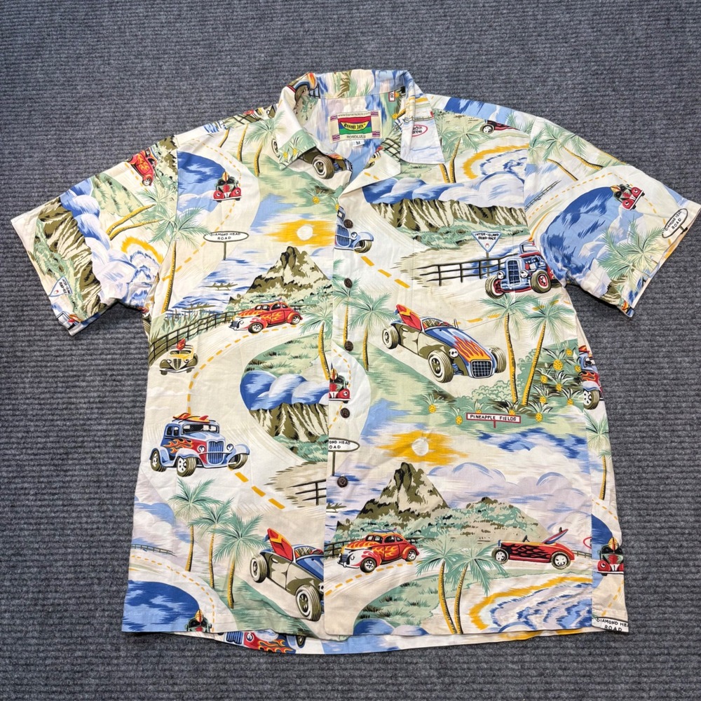 Banana Jack Honolulu Mens Hot Rod Tropical Hawaiian Shirt Cotton Rayon Medium